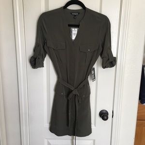 NWT Express Military Shirt Dress in Olive 🍸 ❤️